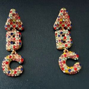 BAUBLEBAR Gold Multicolor Rhinestone Letter A B C Earrings